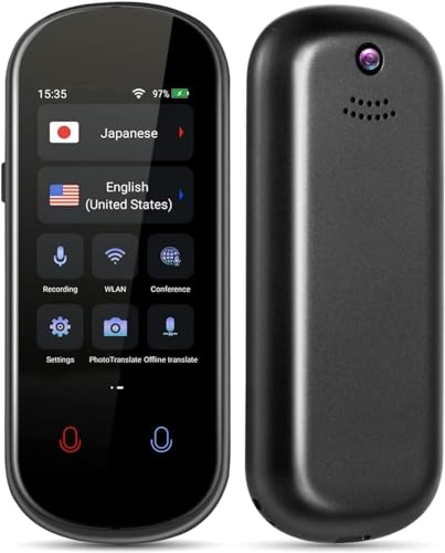 Instant Lanquage Translator DeviceElectronic Foreign Language TranslatorsTwo-Way Smart Voice and Photo Pocket Translator Real Time, 138 Languages Supported, Standy 180H, Portable Offline Translatio