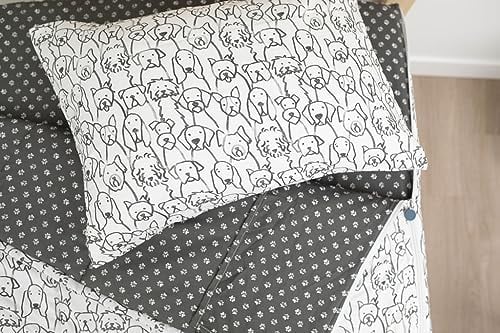 Beddy's Nod & Winks, Kids Zipper Bedding Set, Toddler Size Bedding Mattress Cover, Sheets and Zipper Comforter Set, Puppy Dogs Zipper Bedding, White 3 Piece Bedding Set