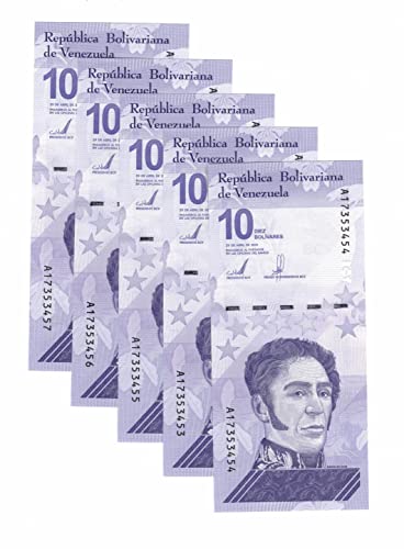 5 x 10 Million Bolivar Soberano Uncirculated Banknotes, New UNC