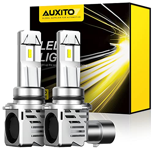 AUXITO HB4 9006 LED Bulbs, 15000LM Per Set 6500K Cool White Mini Size Wireless LED Bulbs for Stock Halogen Replacement, Pack of 2