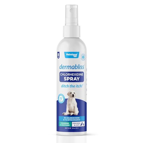 Vetnique Labs Dermabliss Medicated Antiseptic Spray for Dogs & Cats with Chlorhexidine for Skin Infections and Irritations Cleansing & Soothing, 8fl oz