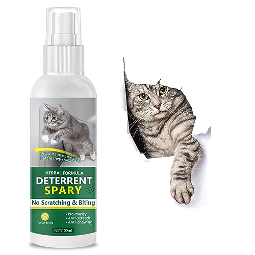 Cat Deterrent Spray, Anti-Scratch Cat Repellent Spray for Furniture, Pet Behavior Training Indoor and Outdoor Use Stay Away from Restricted Areas