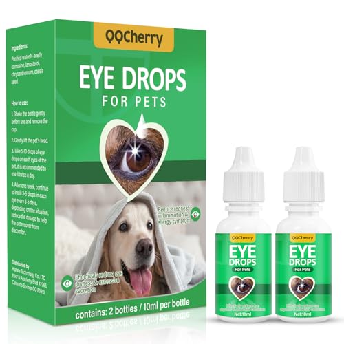 QQCherry Cataract Drops for Dogs, Dog Eye Drops, Effective Dog Eye Infection Treatment Dog Eye Cleaner Cataract Eye Drops, Improve Vision Clarity, Relieve Red Eyes & Allergy Symptoms(2 x 10 mL)