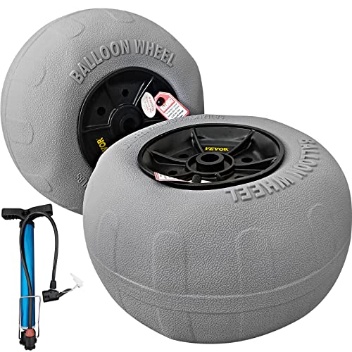 VEVOR Beach Balloon Wheels, 13" Replacement Sand Tires, TPU Cart Tires for Kayak Dolly, Canoe Cart and Buggy w/Free Air Pump, 2-Pack
