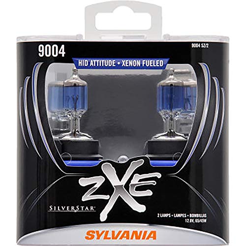 SYLVANIA - 9004 (HB1) SilverStar zXe High Performance Halogen Headlight Bulb - Bright White Light Output, HID Attitude, Xenon Fueled Technology (Contains 2 Bulbs)