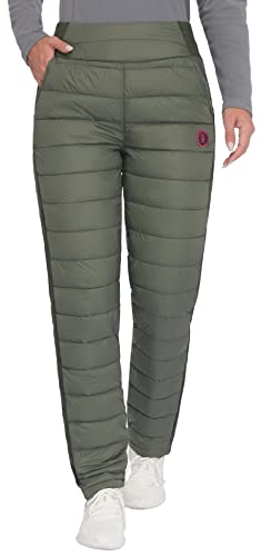 Little Donkey Andy Women's Down Pants Lightweight Insulated Puffy Sweat Pants High Waist Warm Puffer Quilted Trousers for Women Snow Winter Outdoor Camping Running Golf Jogging Hiking, Green, Large