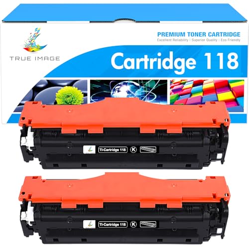 TRUE IMAGE Compatible 118 Toner Cartridge Replacement for Canon 118 CRG118 Work for Canon Imageclass MF726Cdw MF8580Cdw MF8380Cdw MF8350Cdn LBP7660Cdn Printer Ink (Black, 2-Pack)