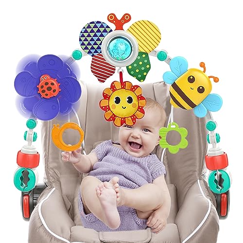 HOMO BAPE Baby Car Seat Toys 6 to 12 Months Baby Stroller Arch Toy - Infant Car Seat Toys Adjustable Activity Arch with Play AccessoriesBee