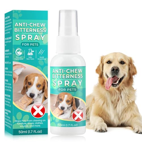 Bitter Apple Spray for Dogs to Stop Chewing, No Chew Spray for Dogs, Pet Corrector Spray, Effective Anti Scratch Furniture Protector, Alcohol Free/Non-Toxic & No Smell - Indoor & Outdoor Safe 50ML