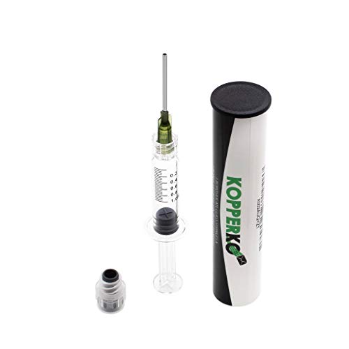Kopperko 1 Pack (Single) Borosilicate Glass Syringe - 1ml Syringe, Heat Resistant Luer Lock Syringe for Labs - Glue Syringe for Use With Liquids, Glue, Oils, Ink - Bonus 14GA Blunt Tip Non-Hypodermic Needles