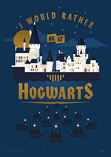 MIGHTYPRINT Harry Potter  Rather Be At Hogwarts  School of Wizardry  Great Lake  Durable 17 x 24 Wall Art  NOT Made of Paper  Officially Licensed Movie Collectible