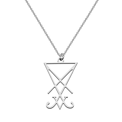CENWA Sigil of Lucifer Pendant Satanic Symbol Stainless Steel Jewelry Seal of Satan Necklace Alchemy Symbolic Gift (Sigil of Lucifer N)