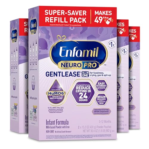 Enfamil NeuroPro Gentlease Baby Formula, Brain Building DHA, HuMO6Immune Blend, Designed to Reduce Fussiness, Crying, Gas & Spit-up in 24 Hrs, Infant Formula Powder, Baby Milk, 30.4 Oz (Pack of 4)