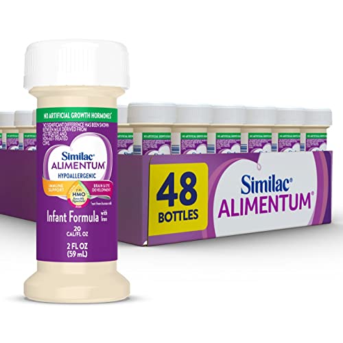 Similac Alimentum with 2-FL HMO Hypoallergenic Infant Formula, for Food Allergies and Colic, Suitable for Lactose Sensitivity, Ready-to-Feed Baby Formula, 2-fl-oz Bottle, Pack of 48