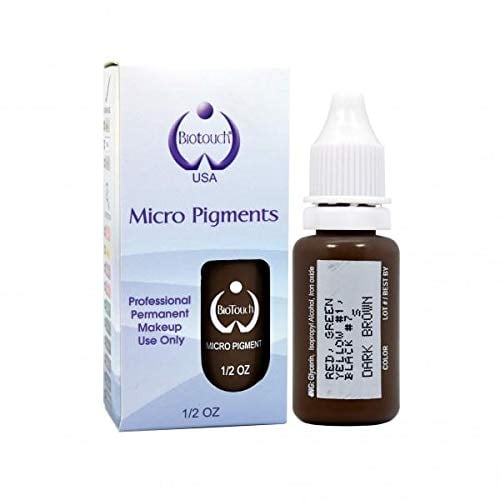 BIOTOUCH Micropigment DARK BROWN Pigment Color Permanent Makeup Microblading Supplies Eyebrow Shading Micropigmentation Cosmetic Tattoo Ink Lip Eyeliner Ombre Feathering Hair Stroke LARGE Bottle 15ml