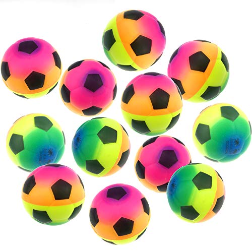 Akusety Mini Sports Stress Balls Rainbow Soccer Balls Fun, 12-Pack Foam Ball 2.5 Relaxable Stress Relief Squeeze Balls