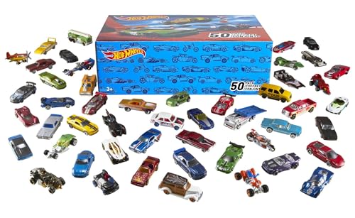 Hot Wheels Toy Cars & Trucks, 50-Pack of 1:64 Scale Vehicles, Individually Packaged, Styles May Vary (Amazon Exclusive)