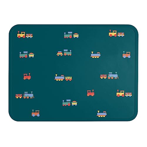 Simple Modern Silicone Placemat for Baby, Toddlers, Kids | Non-Slip Baby Eating Table Food Mat for Restaurants and Dining Table | Piper Collection | Trains