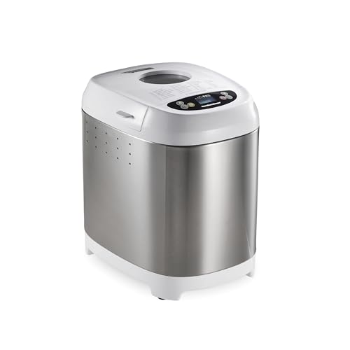 Hamilton Beach Digital Electric Bread Maker Machine Artisan and Gluten-Free, 2 lbs Capacity, 14 Settings, White and Stainless Steel (29987)