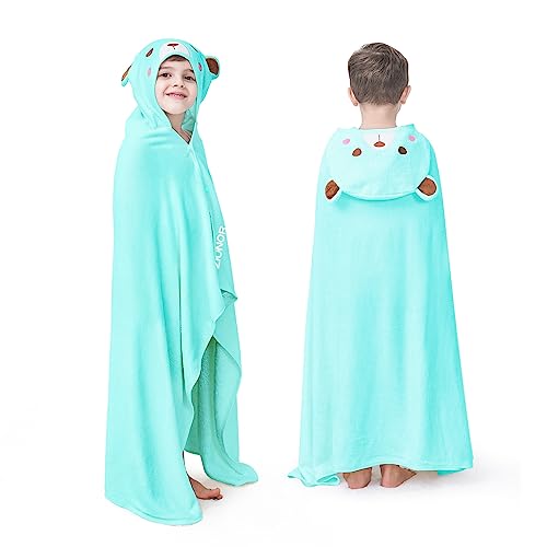 ZIONOR Hooded Towel for Kids - 35'' x 50'' Extra Large Bath Towels for Kids 3-10 Yrs, Premium Soft Towels for Boys Girls, Rayon Made from Bamboo (Blue)