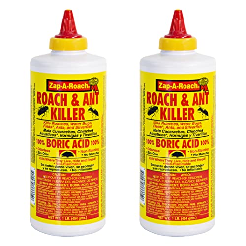 Zap-A-Roach Boric Acid Powder Roach & Ant Killer - (2-Pack) 16 oz - Easy to Spread Ant and Cockroach Killer Indoor Home