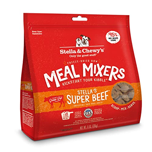 Stella & Chewy's Freeze Dried Raw Super Beef Meal Mixer  Dog Food Topper for Small & Large Breeds  Grain Free, Protein Rich Recipe  8 oz Bag