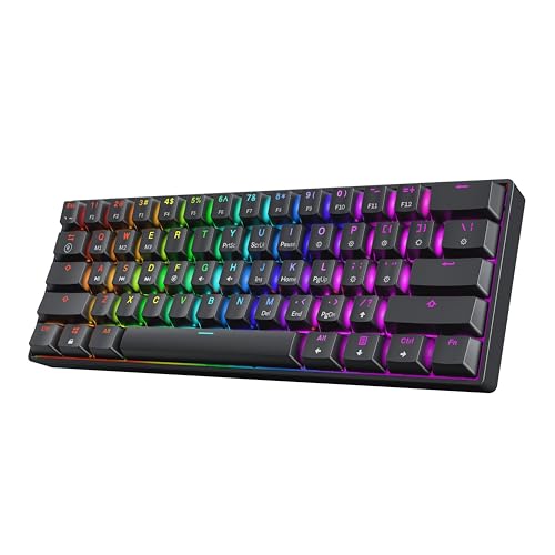 HK GAMING GK61 60% v3 | Hotswap Mechanical Gaming Keyboard | 61 Keys Multi Color RGB LED Backlit for PC/Mac Gamer | US Layout (Black, Cherry Mx Brown)