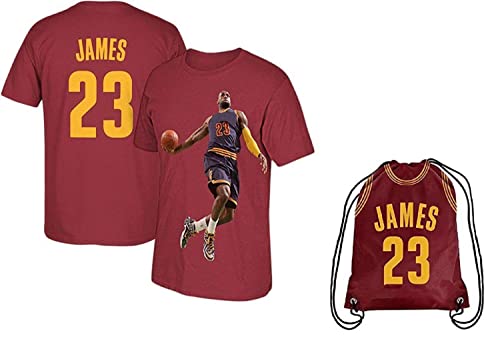 YZJSM Fanatics James Basketball T-Shirt Jersey Style Youth/Adult Sizes with Shooter Arm Sleeve or Backpack (Red/Backpack, YS 6-8 Years)