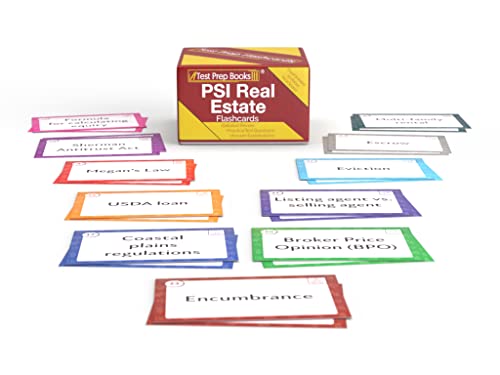 PSI Real Estate Exam Prep Study Cards: PSI Real Estate Review with Practice Test Questions for The National License [Full Color Cards]