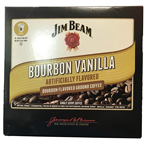 Jim Beam Bourbon Vanilla Single Serve Coffee, 18 cups, Keurig 2.0 Compatible