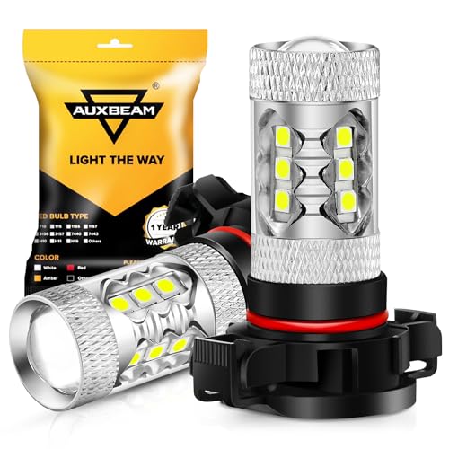 Auxbeam 5201/5202/9009 LED Fog Light Bulbs, 6500K Xenon White, 8000LM Super Bright, 360-degree Illumination, Canbus Ready, Fog Car Lights Replacement, Pack of 2