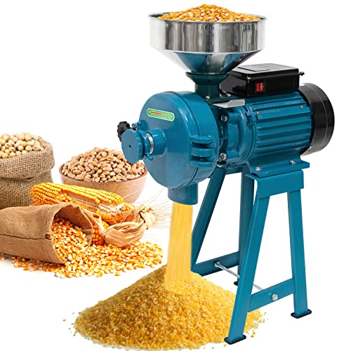 Grain Mills, 3000W Wet Dry Cereals Grinder Electric Grain Grinder Corn Mill Heavy Duty 110V Commercial Grain Grinder Machine Rice Corn Grain Coffee Wheat Feed Mill Flour Mill with Funnel