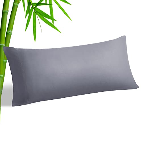 BEDELITE Body Pillow Case Cover, Rayon Made from Bamboo, Cooling Body Pillow Cover for Hot Sleepers and Night Sweats, Breathable & Silky Soft Full Long Pillow Case (Grey, 20x54 Inches)