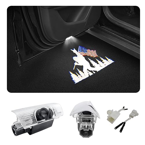 2 PCS LED Car Door Logo Lights Compatible for 4Runner Tundra Highlander Sequoia Venza Land Cruiser Courtesy Projector Laser Welcome Light Puddle Lamp Car Accessories (USA Flag)