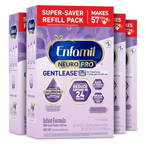 Enfamil NeuroPro Gentlease Baby Formula, Brain Building DHA, HuMO6Immune Blend, Designed to Reduce Fussiness, Crying, Gas & Spit-up in 24 Hrs, Infant Formula Powder, Baby Milk, 35.2 Oz (Pack of 4)