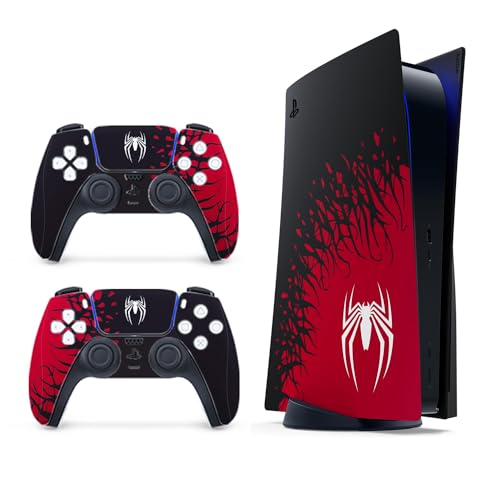 [Regular PS5 Disc Edition] - NOWSKINS Spider - Man PS5 Skin for Playstation 5, Premium 3M Vinyl Cover Skins Wraps Set for PS5 Disc Edition and PS5 Controller Stickers