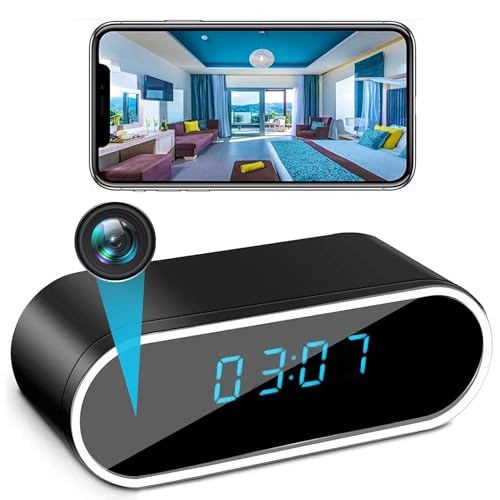 Gellisleft WiFi Hidden Camera Clock HD 1080P Alarm Clock Camera with Night Vision Motion Detection Small Surveillance Security Cams with Video Indoor/Home/Office