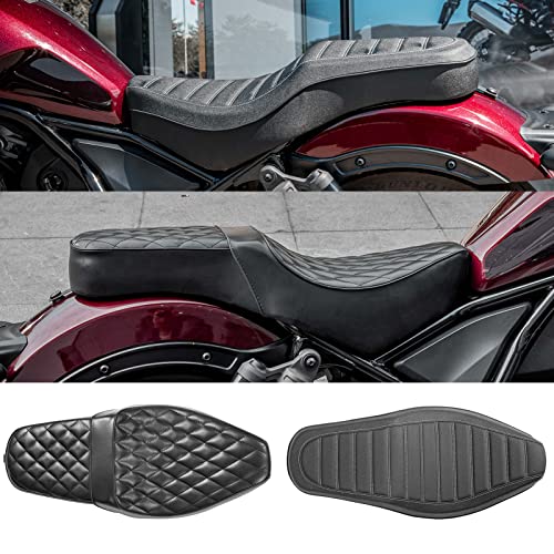 TAZGANTAX Motorcycle Front Driver Rear Passenger Seat Cushion for Rebel1100 Dual Double Pressure Relief Seat Pad Fits for Hon-da Rebel CMX1100 CMX 1100 2021 2022 2023 2024 (Black-Shiny Version)