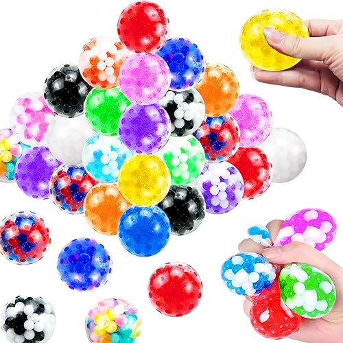 30Pcs Stress Balls, Squeeze Balls Bulk, Small Sensory Balls for Adults Stress Relief, ADHD, Classroom Prizes, Halloween Party Favors, Christmas Goodie Bag Stuffers, Birthday Gifts