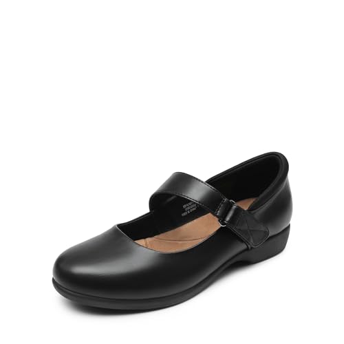 DREAM PAIRS Womens Ballet Mary Jane Flats, Comfortable Business Office Dress Shoes for Women Dressy and Work with Ankle Strap,Size 8,Black,SDFA2407W