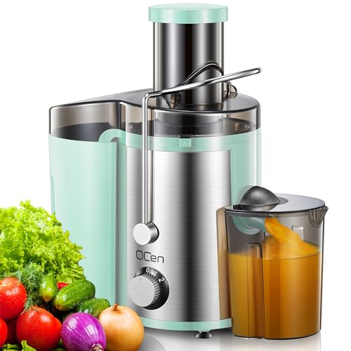 Juicer Machine, 800W Centrifugal Juicer Extractor with Wide Mouth 3 Feed Chute for Fruit Vegetable, Easy to Clean, Stainless Steel, BPA-free (Aqua)
