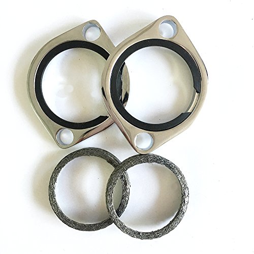 Exhaust Flange Kit with Retaining Rings for Harley Davidson 1984-2022 Touring, Dyna, Softail, Sportster, Evolution Big Twin, Evolution, and Twin Cam Models,Chrome