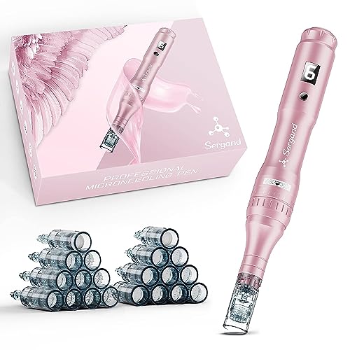 Professional Wireless Microneedling Pen with 20 Replacement Cartridges - Adjustable Micro Needling Professional Microneedle Machine,6pcs 16pin+6pcs 36pin+6pcs 42pin+2pcs Nano.Rose Glod