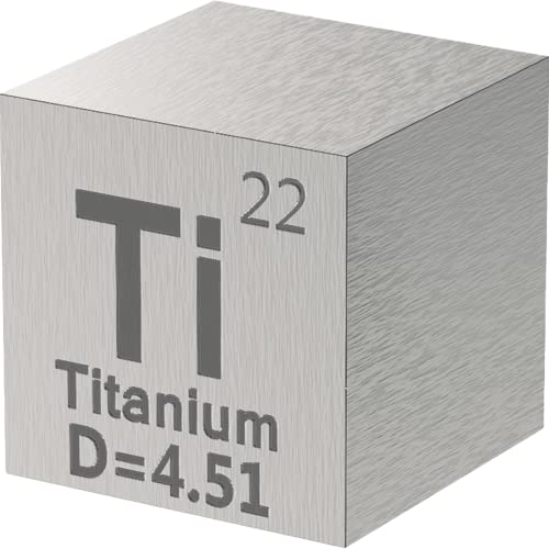 Titanium Cube - Metal Element Cubes - Laser Engraved Density Cube Set for a Periodic Table of Elements Collection - (Titanium, 1 inch)