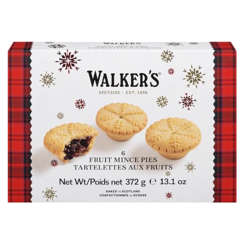 Holiday Mini Mincemeat Tarts - 1 Box, 6 Pieces Luxury Mincemeat Inside, 13.1 Ounce | Buttery Pie Pastry | Perfect Pie for Holidays, Birthdays | by Walkers