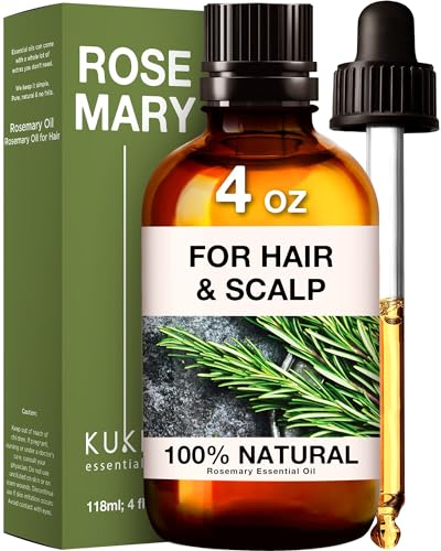 Kukka Rosemary Oil for Hair - 100% Natural Rosemary Hair Oil Rosemary Essential Oils for Skin, Diffuser & Aromatherapy (4 Fl Oz)