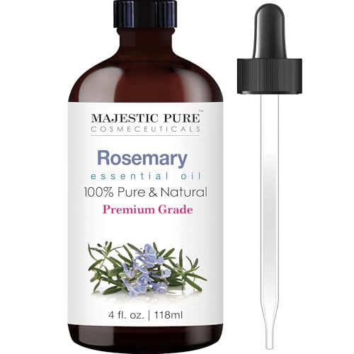 MAJESTIC PURE Rosemary Essential Oil, Premium Grade, 100% Pure and Natural Rosemary Oil for Hair Growth, Skin, Face, Aromatherapy & Diffuser - 4 fl oz