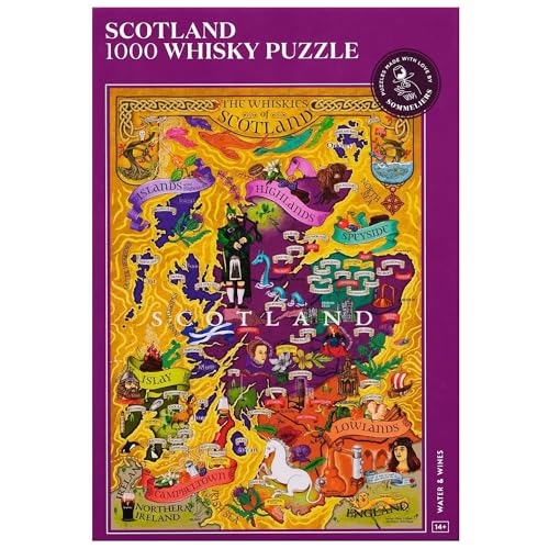 Scotland Whisky Puzzle 1000 Piece Puzzle for Adults - Unique & Hand-Drawn Jigsaw Puzzle of Scotch Whisky