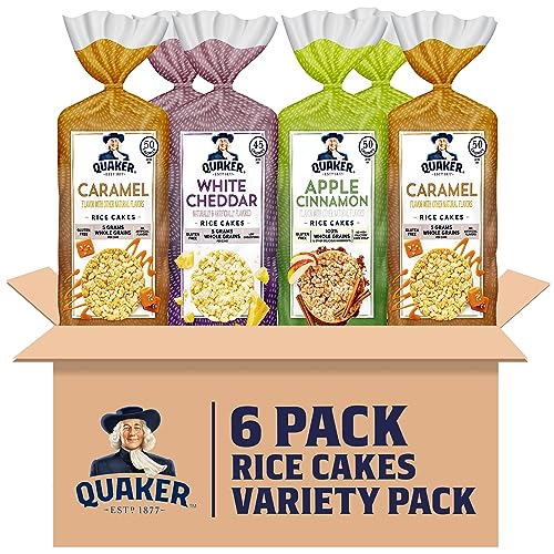 Quaker Large Rice Cakes, Gluten Free, 3 Flavor Variety Pack, 6 Count