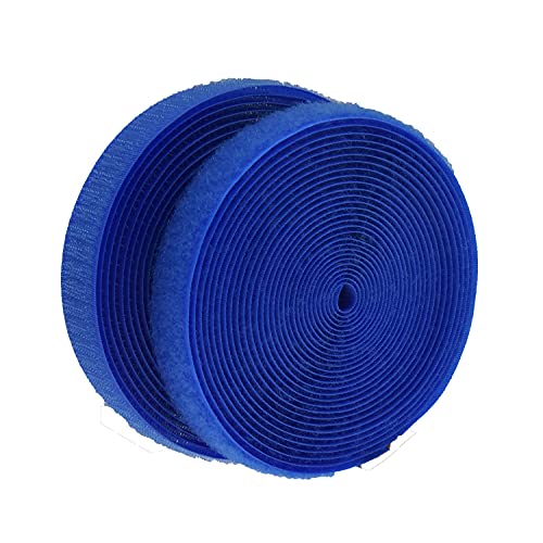 IHKFILAN 5 Yards Sew On Hook and Loop Tape Fastening Nylon Fabric Tape with Non-Adhesive for DIY Craft Interlocking Tape Sewing Fasteners (3/4''Wide, 5 Yard Hook + 5 Yard Loop) for Roll,Royal Blue